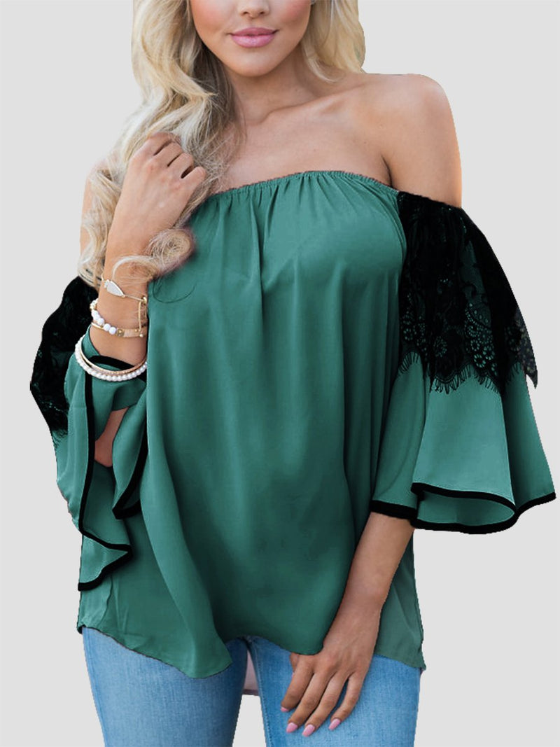 Blouse à Manches Évasées Vert - CA Mode