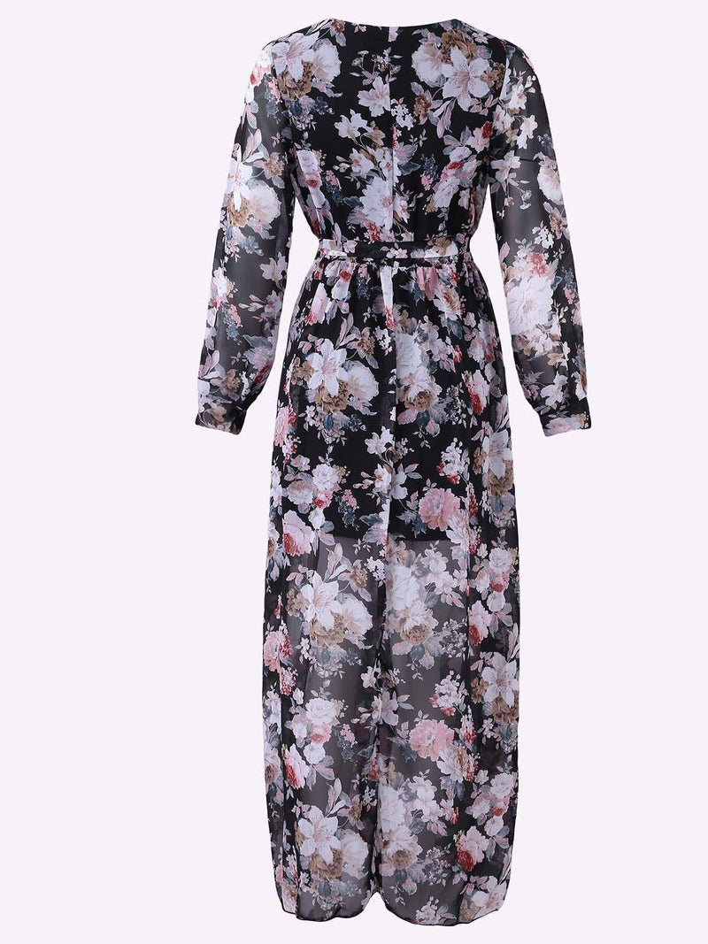 Maxi Robe Manches Longues à Imprimé Floral - CA Mode