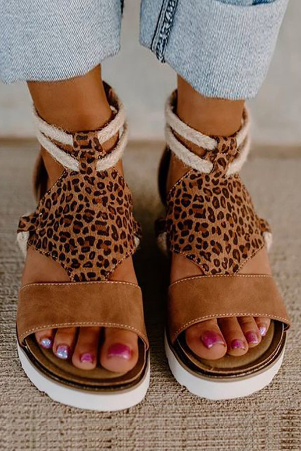 Straw Strap Wedge Sandals