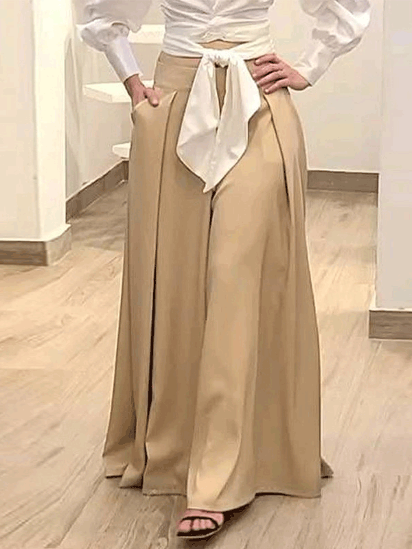 Women's Sets V-Neck Long Sleeve Blouses & Wide Leg Pants Two-Piece Set