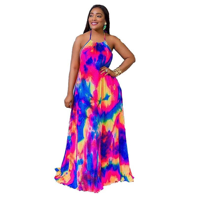 Robe Longue Bretelles Spaghetti Tie Dye