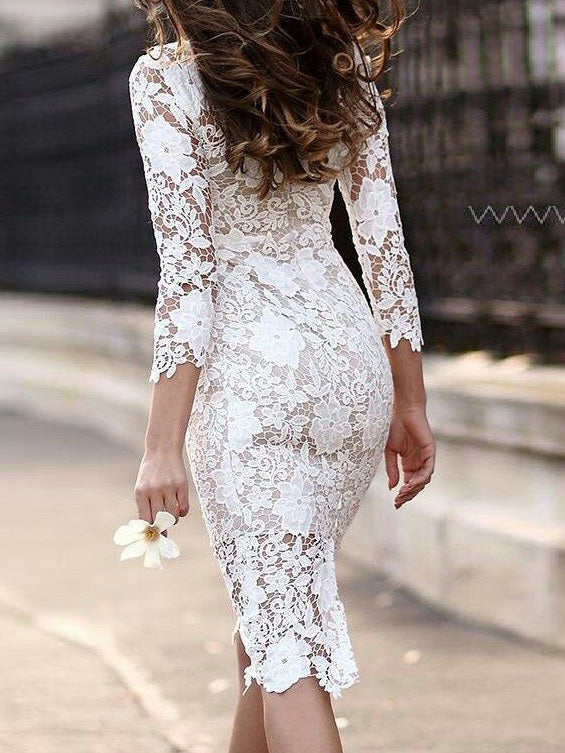 Women's Dresses Lace Long Sleeve Slim Fit Dress