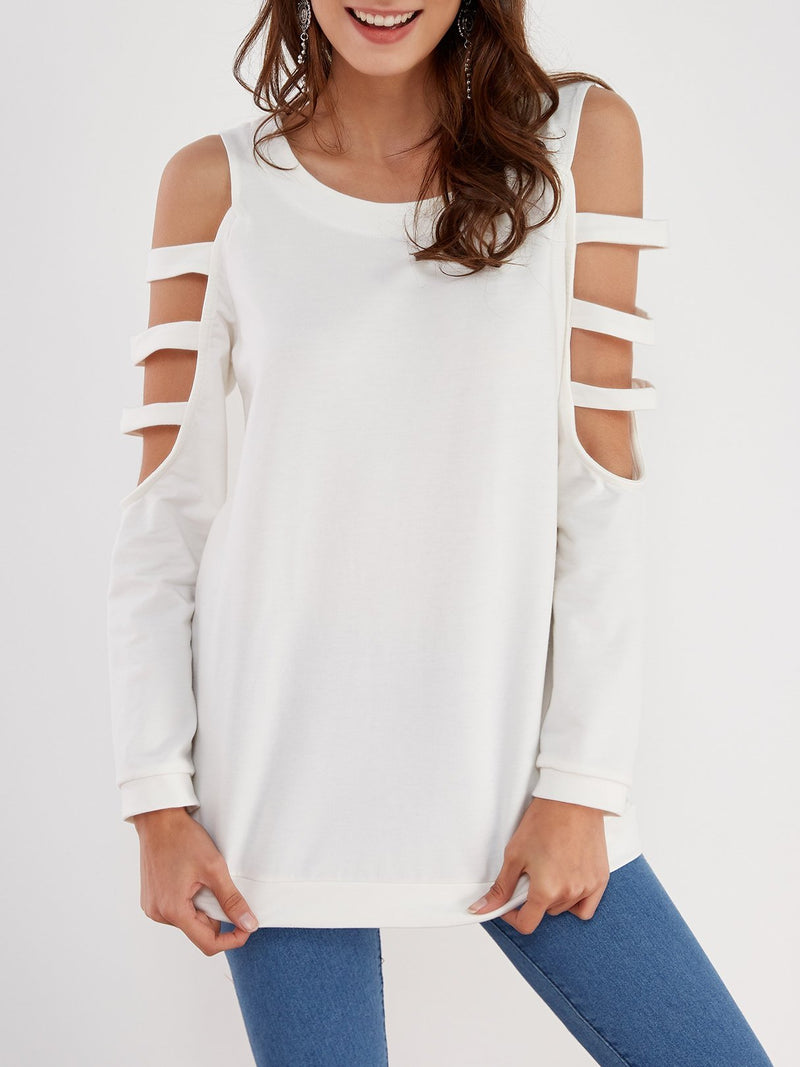 Cold Shoulder Slouchy Strappy Cut-outs T-shirt - CA Mode