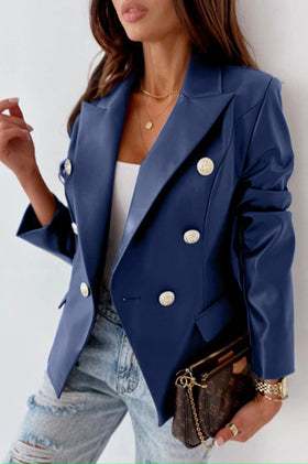 Novakiki The Gibby Double Breasted Faux Leather Blazer