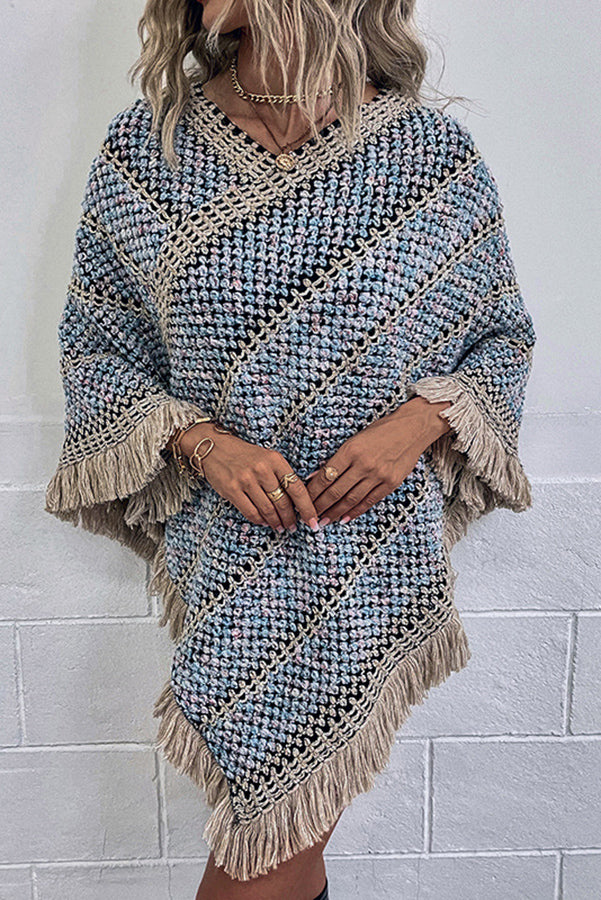 Everything and More Crochet Patterned Knit Poncho