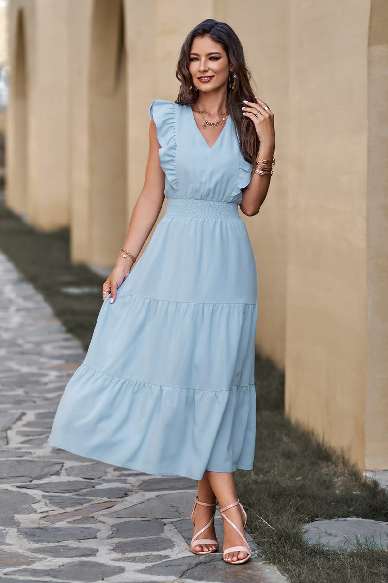 Sleeveless Tunic Tiered Flowy Midi Dress