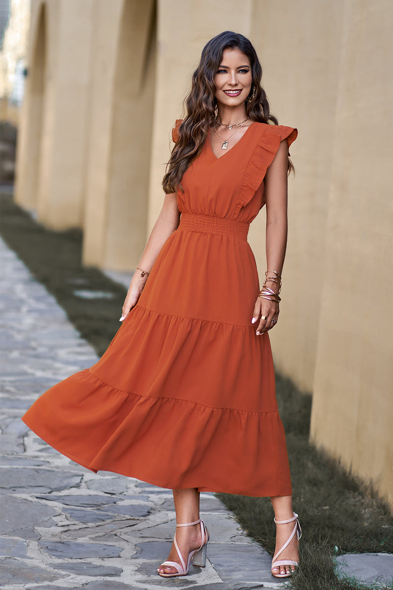 Sleeveless Tunic Tiered Flowy Midi Dress