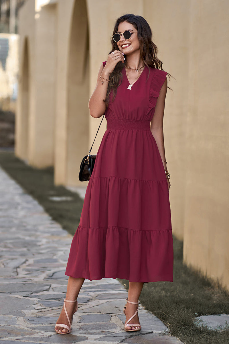 Sleeveless Tunic Tiered Flowy Midi Dress