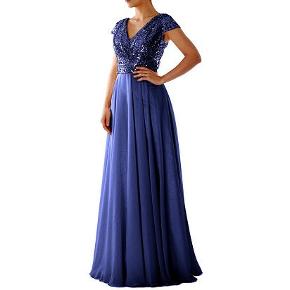 Classic V Neck Sleeveless Floor Length Maxi Dress