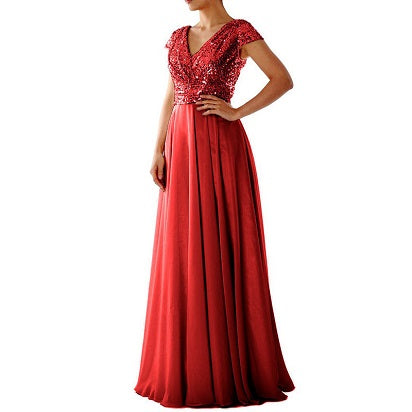 Classic V Neck Sleeveless Floor Length Maxi Dress