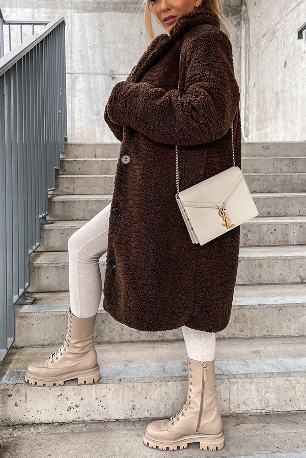 S'mores and Cozy Button Down Pocketed Teddy Coat