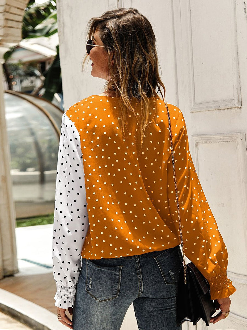 Automne 2019 Top à pois et encolure drapée