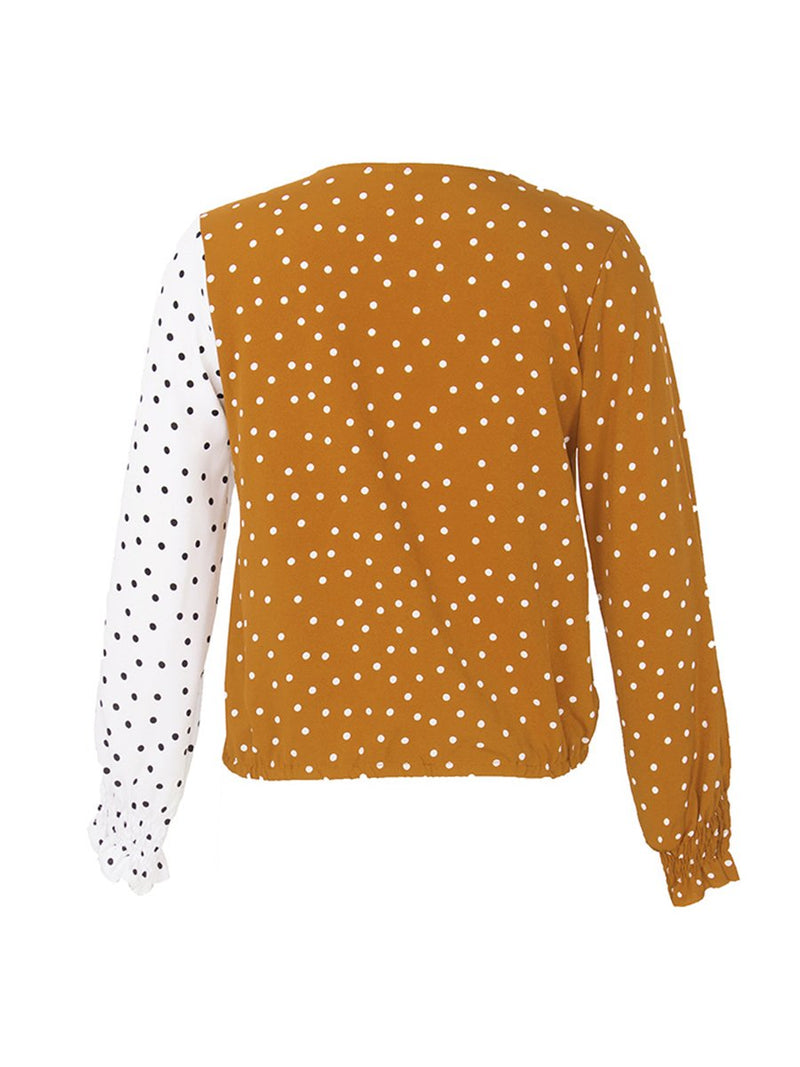 Automne 2019 Top à pois et encolure drapée