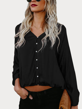 Chemise Type Lâche En Coton Noir - CA Mode