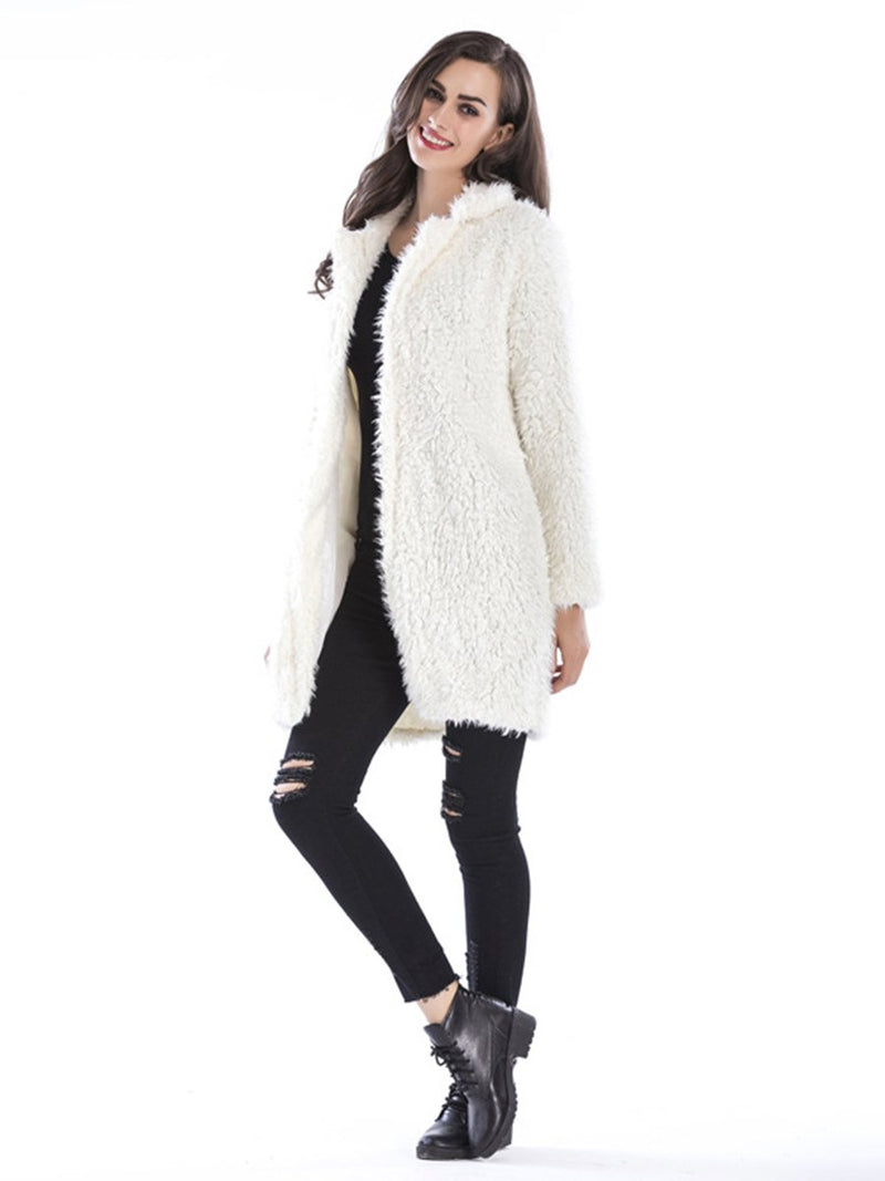 Manteau Doux en Peluche à Manches Longues