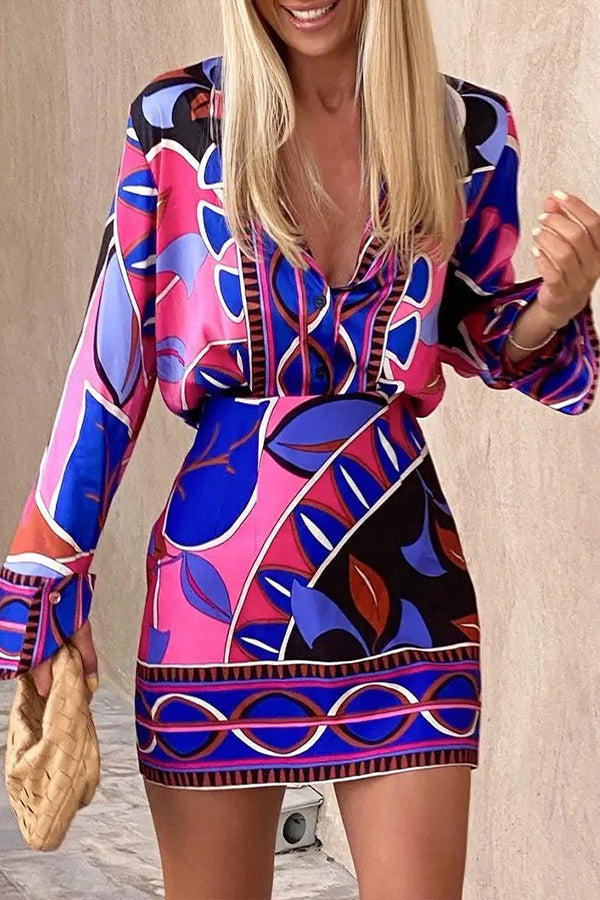 Pretty Attitude Printed Long Sleeve Shirt Skirt Suits