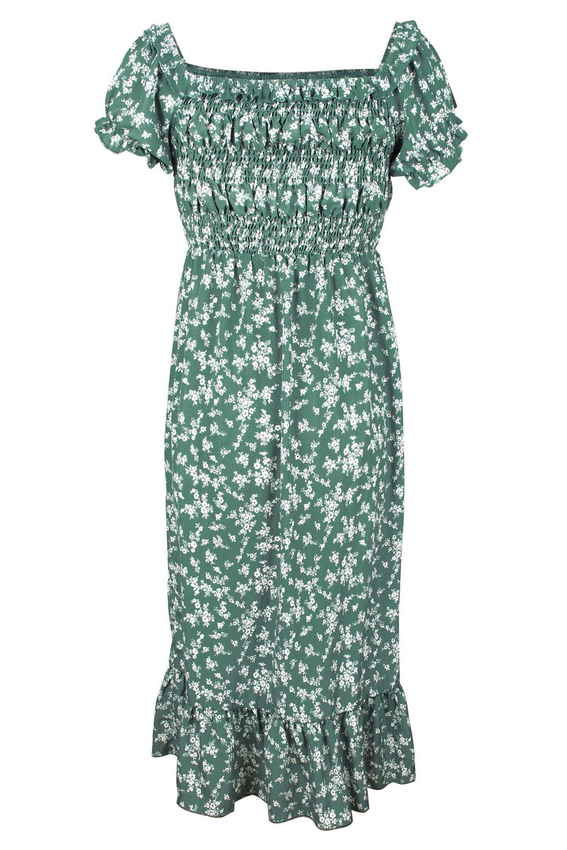 Robe Midi Floral Épaules Dénudées