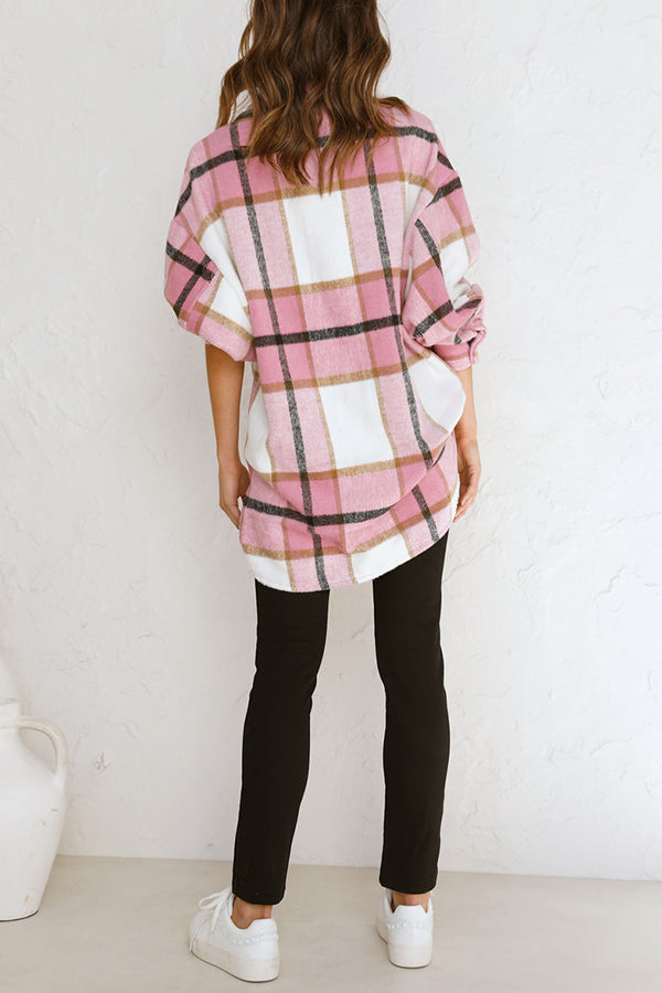 Novakiki Good Outfit Day Plaid Print Button Shacket