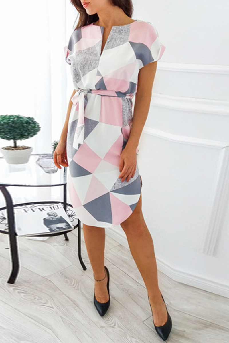 Casual Print Patchwork Irregular Dress Dresses(7 Colors)