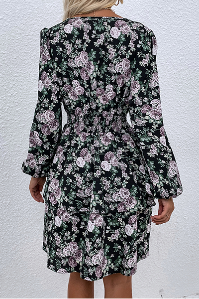 Robe Décontractée Elégante Col V Imprimée Floral