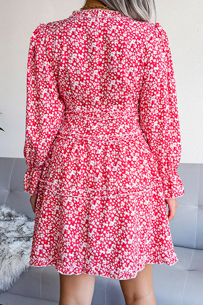 Mini Robe Décontracté Floral Fendu Col V Mini Robe