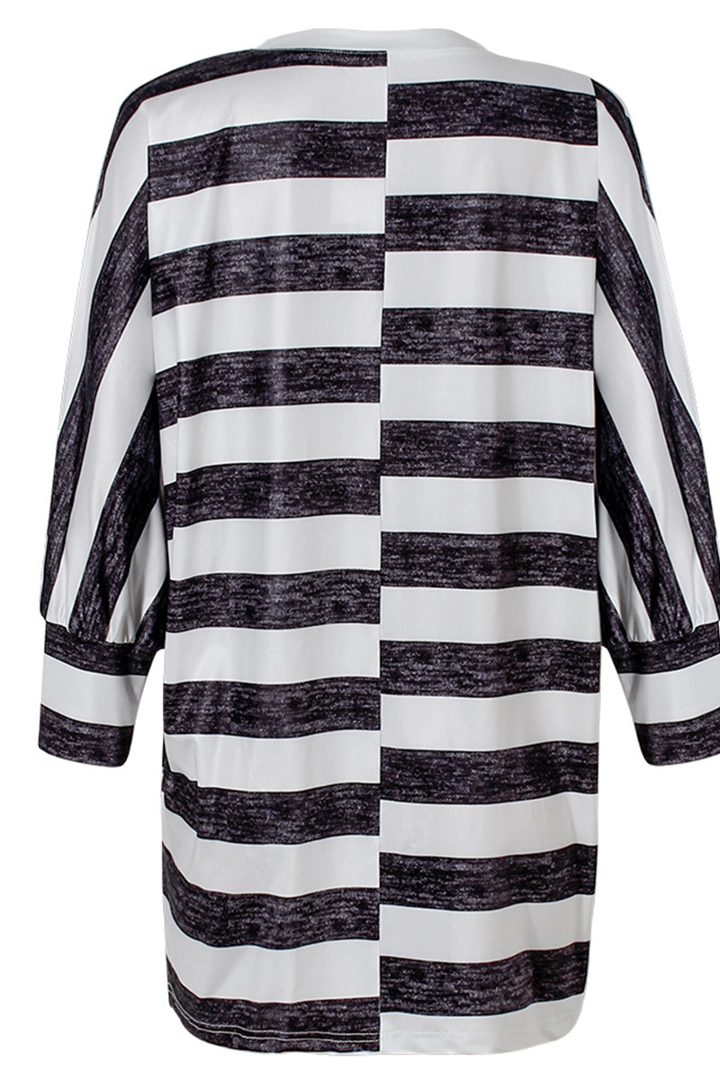 Casual Striped Patchwork O Neck Tops(3 Colors)