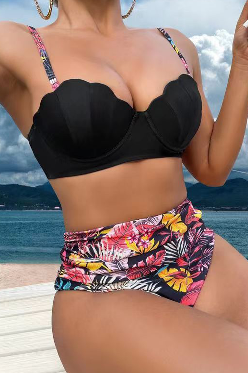 Vacation Print Split Joint Flounce Swimwears(10 colors)