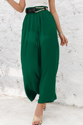 Casual Solid Patchwork Loose High Waist Wide Leg Solid Color Bottoms