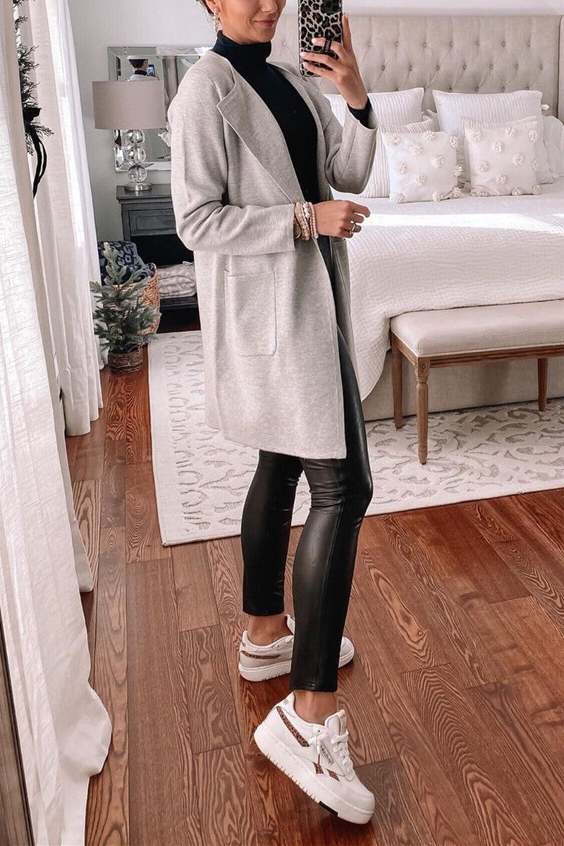 Fashion Casual Solid Turndown Collar Outerwear