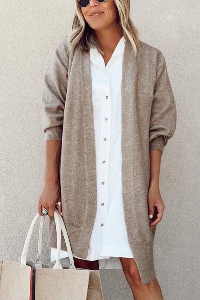 Casual Solid Cardigan Collar Outerwear