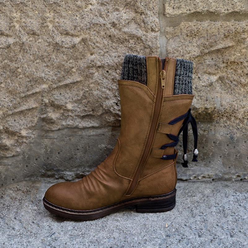 Bottes d'hiver Chaudes à Lacets pour Femmes