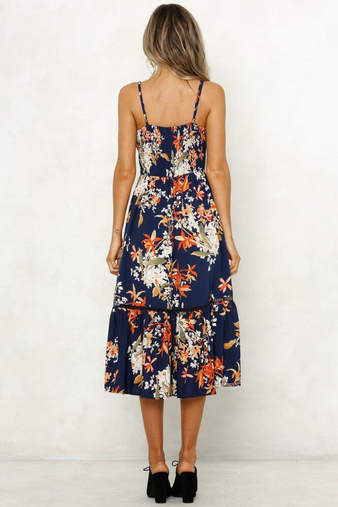 Robe Longue à Imprimé Floral Bleue