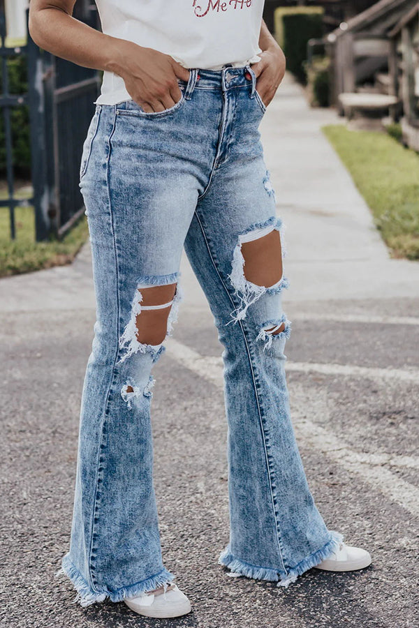 Journee Distressed Stretch Flare Jeans