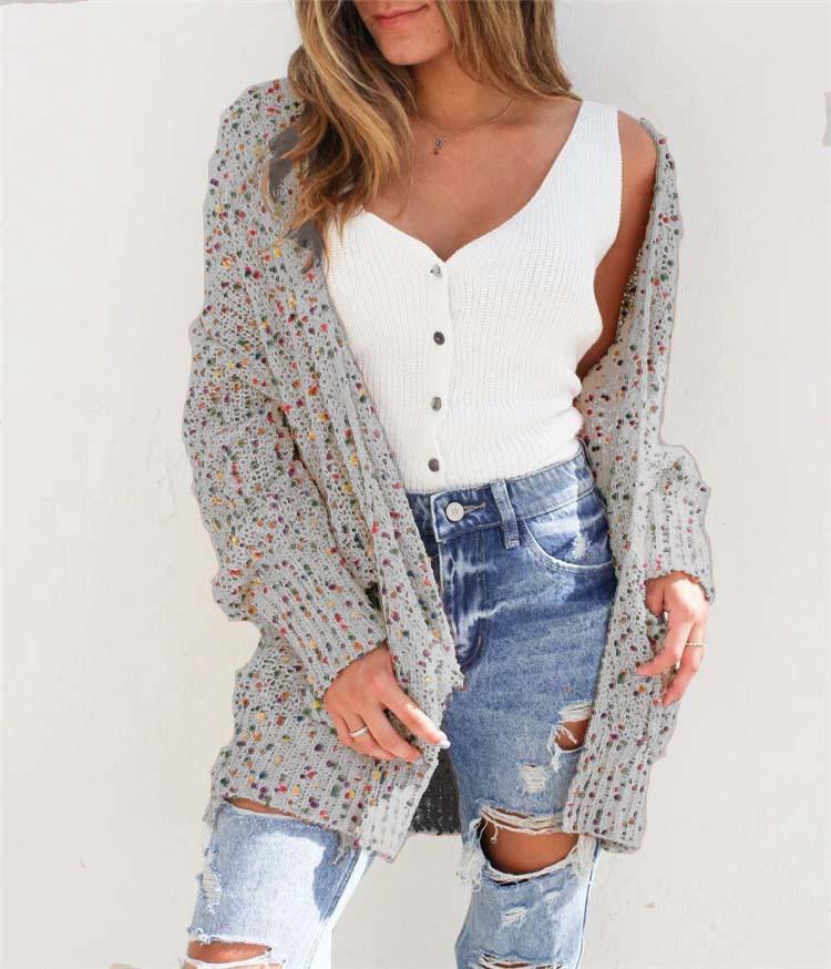 Pull Cardigan en Tricot Haut Ouvert