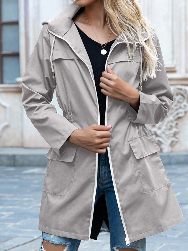 Manteau Décontractée Zippée Manches Longues