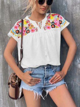 Casual Short Sleeve Floral T Shirt Top