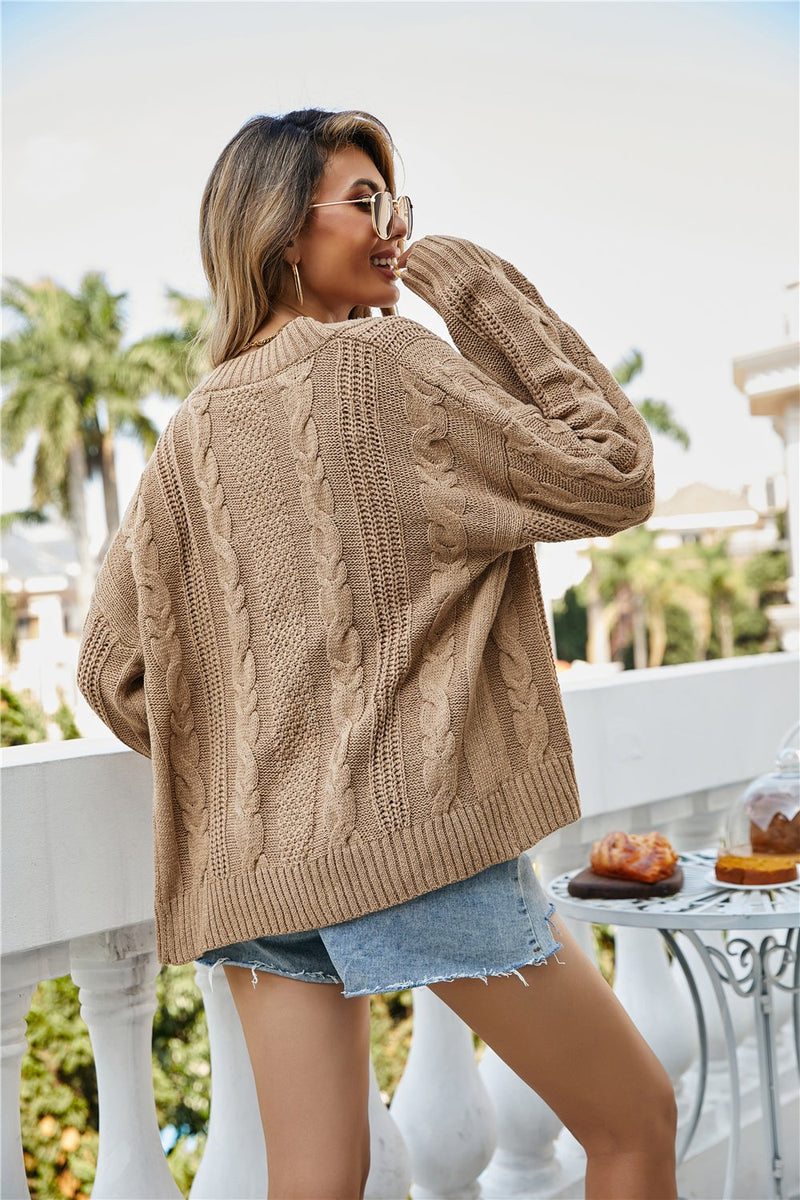 Pull Cardigan Tricoté Manches Longues Devant Ouvert