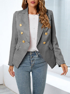 Manteau Blazer Boutonné Col Plié Revers