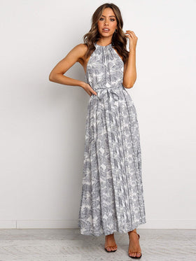 Robe Maxi Floral Sans Manches Halter