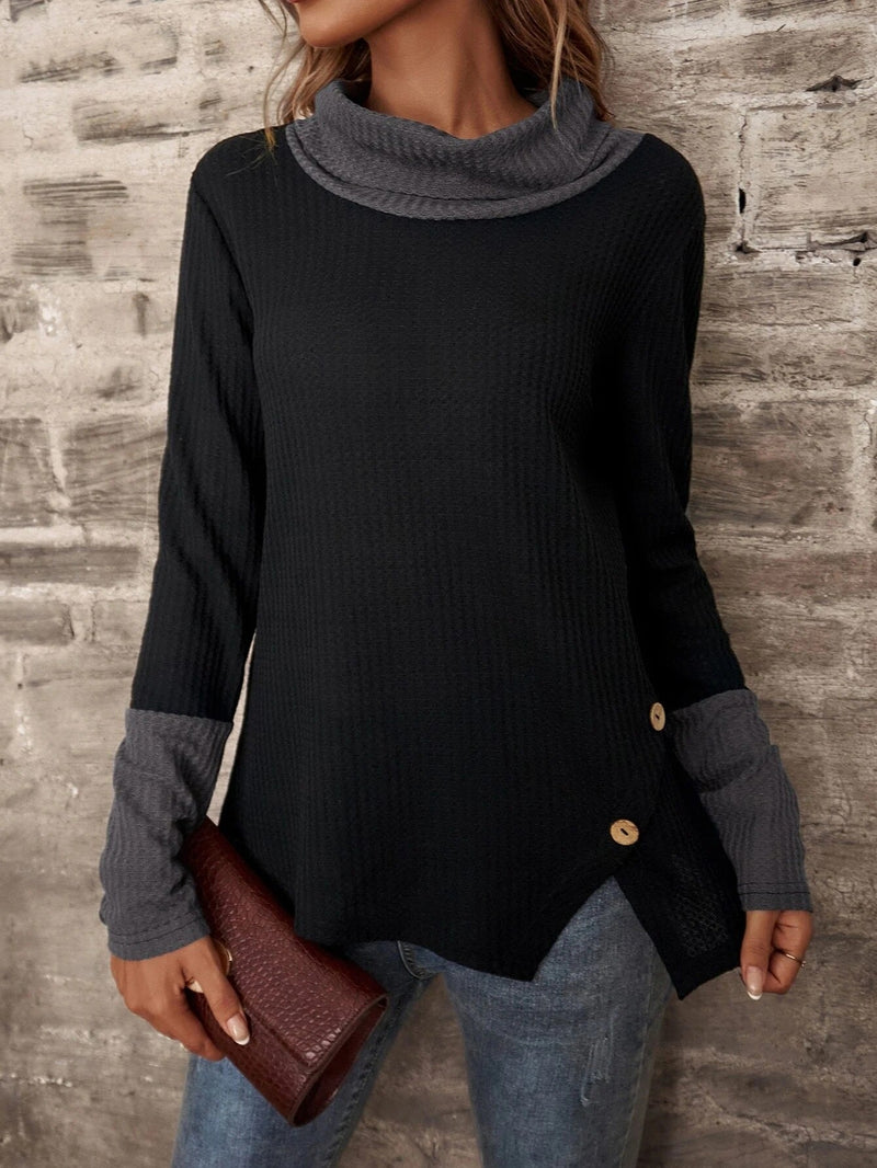 Casual High Neck Long Sleeve Knit Sweater