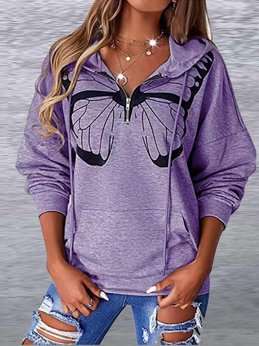 Zip Up Draw String Front Pocket Hoodie