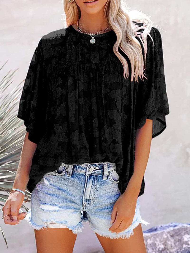 Casual Loose Round Neck Blouse Top