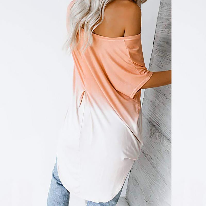 Top T-shirt Ample Extensible Manches Courtes et Col en V