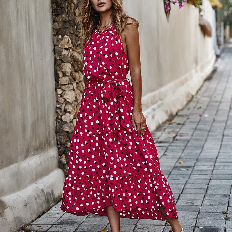 Robe Longue Sans Manches à Pois