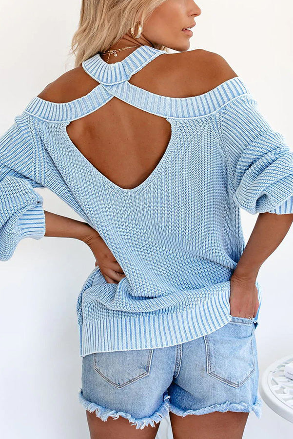 Taste of Winter Cold Shoulder Knit Sweater