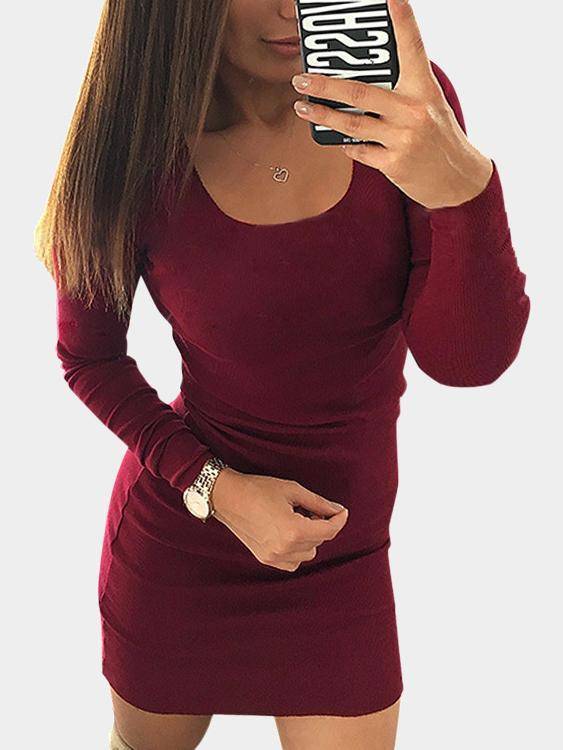 Round Neck Bodycon Mini Dress