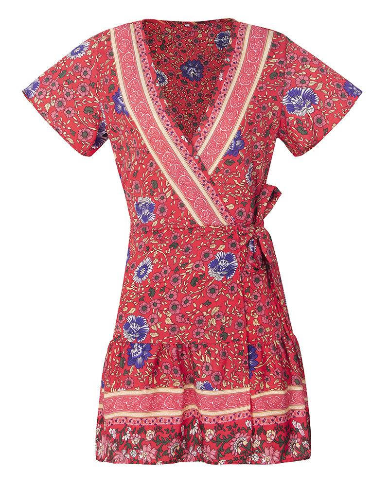 Mini Robe Floral Manches Courtes Boho