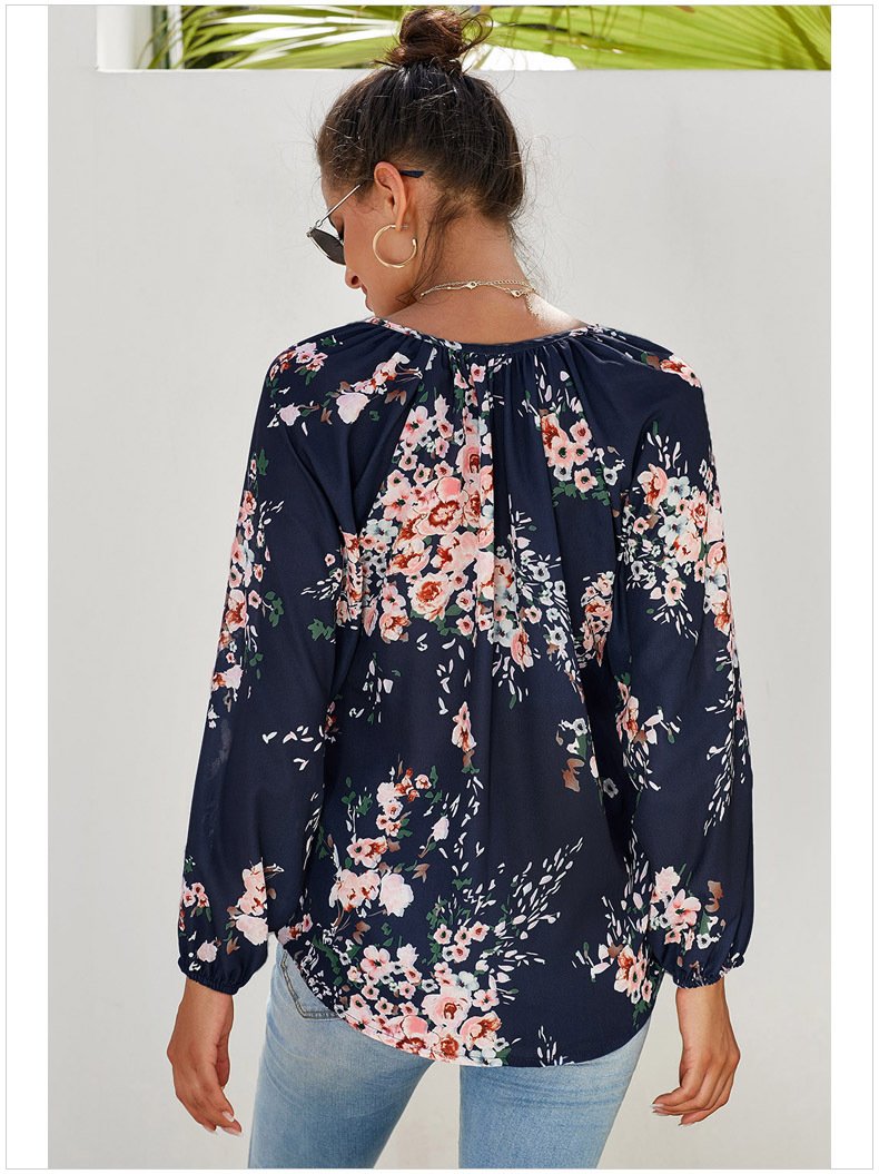 Casual Floral Top Manches Longues Femmes