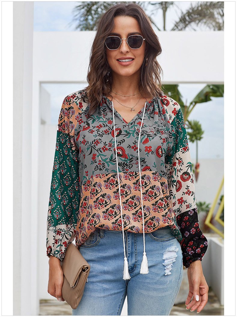 Casual Floral Top Manches Longues Femmes