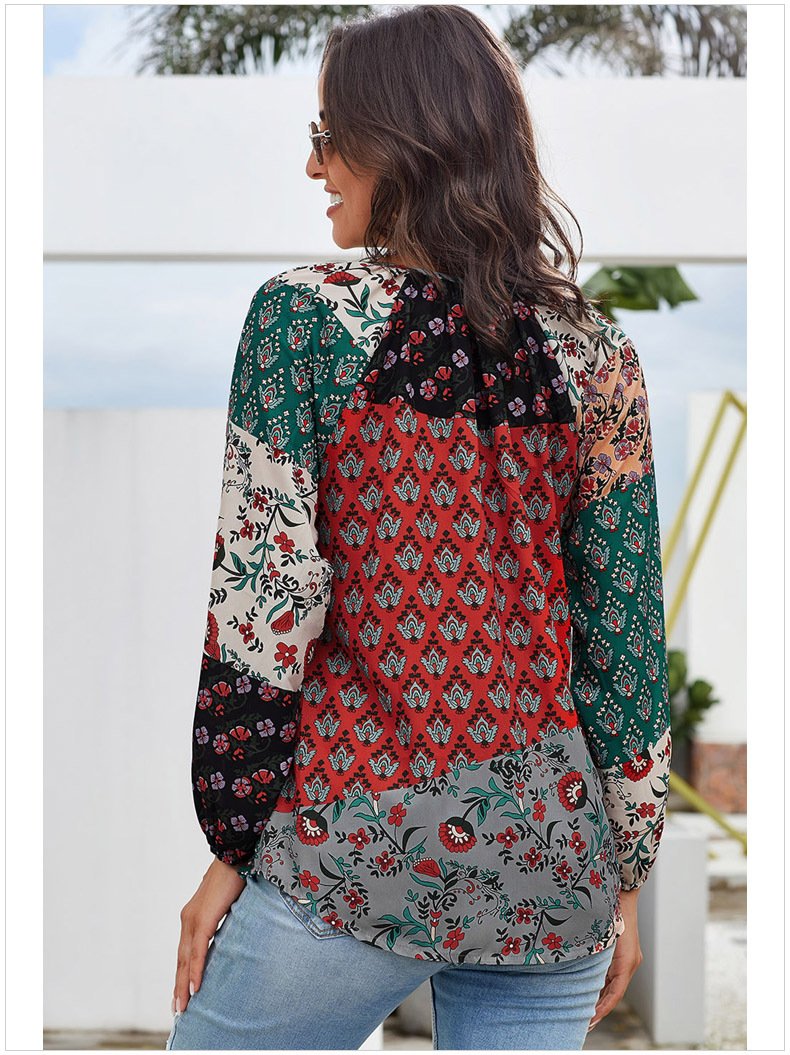 Casual Floral Top Manches Longues Femmes